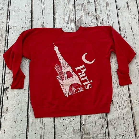 Vintage Paris France Travel Vacation Tourism 1980s Crewneck Sweatshirt - Picture 1 of 6